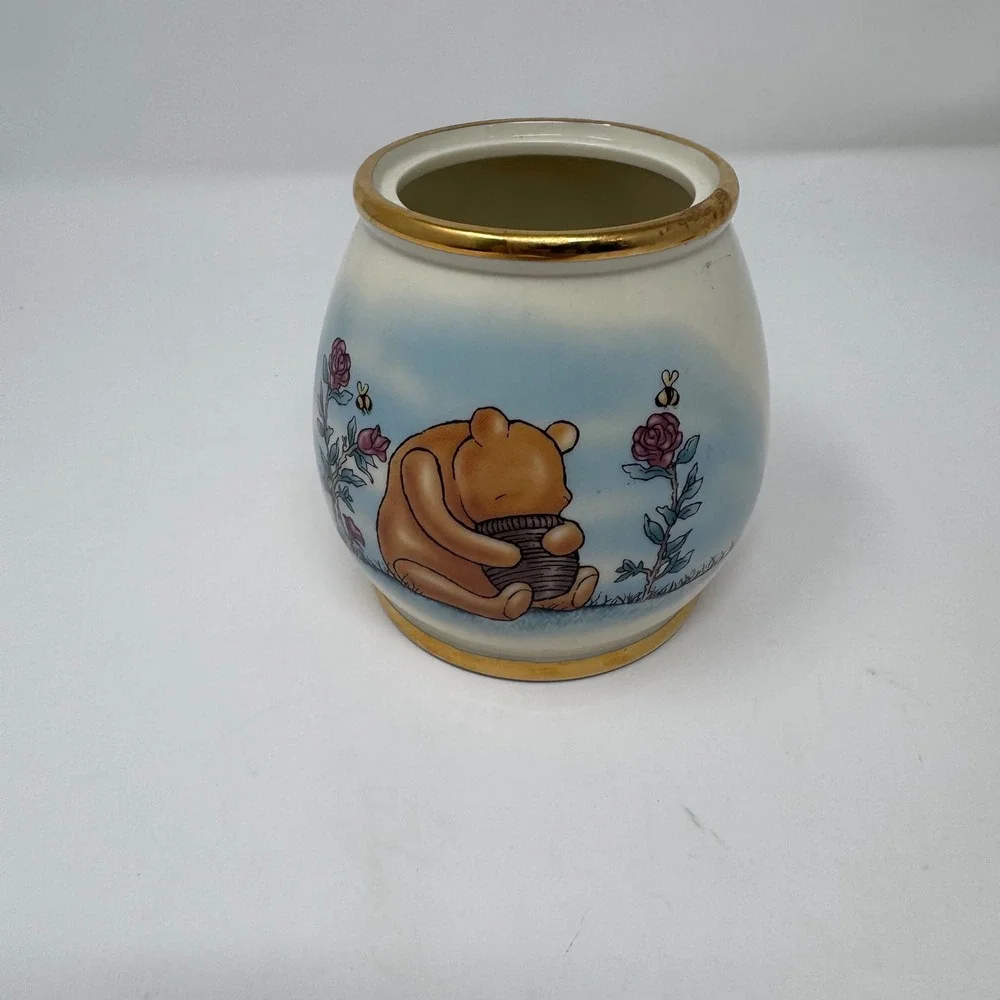 Lenox Disney Classic Pooh Honey Pot Fine Ivory China with Bee Dipper Gold Trim - Picture 10 of 13